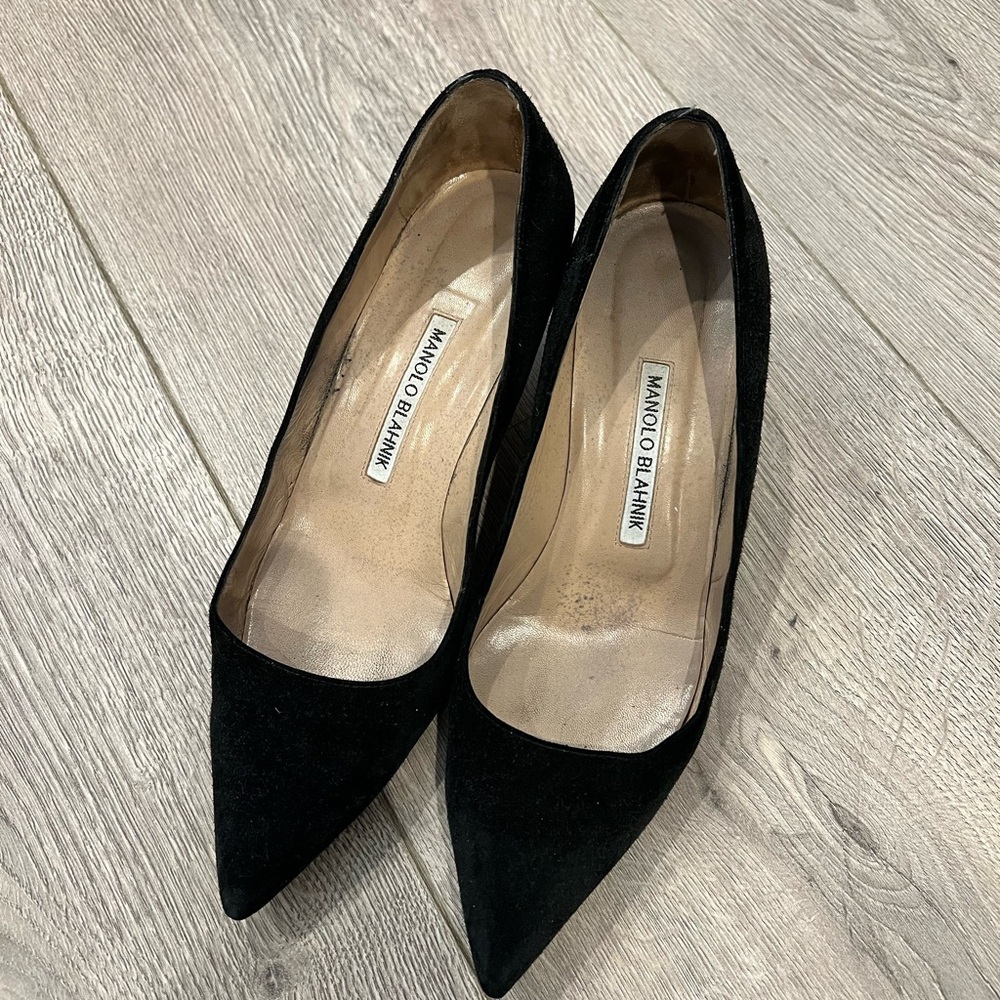 Manolo Blahnik Black Suede Shoes